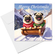 Pug Christmas Card  (15cm x