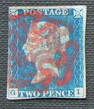 GB QV 1840 2d 2 penny blue