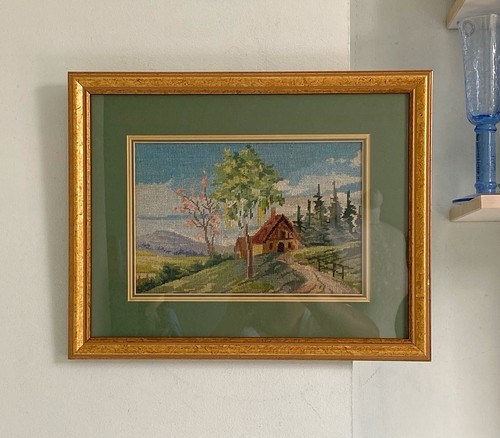 Vtg cross stitch picture - vtg,