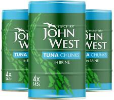 John West Tuna Chunks in Brine Tins 100% Traceable Fish Cans UK Pack 12 x 145g