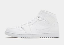 NEW Nike Air Jordan 1 Mid Trainers - UK 12 EUR 47.5 - 554724 136 - Triple White