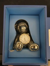 WM WIDDOP PEWTER TEDDY BEAR CLOCK VGC WORKING 3"×3"×2" Silver Metal with box