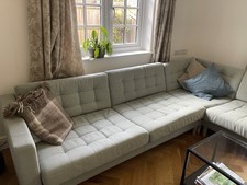 Ikea Landskrona Corner Sofa 5-seat With Footstool, Green Fabric