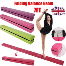 7FT/2.1M Gymnastics Folding Balance Beam Leather Home Gym Training Beam Portable