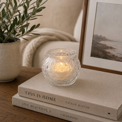 Round glass tealight holders - round,