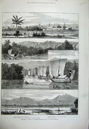 Original old antique print - old,