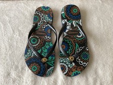 HAVAIANAS ladies black paisley style flip flop size 35/36 SLIM fit 