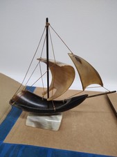  Vintage Cow Horn Sailing Ship  great condition collectable unusual item 
