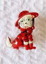 Dog in Rain Clothes ~ Brooch ~ Red Enamel & Metal ~ Vintage 1970s 'Scatter Pin'