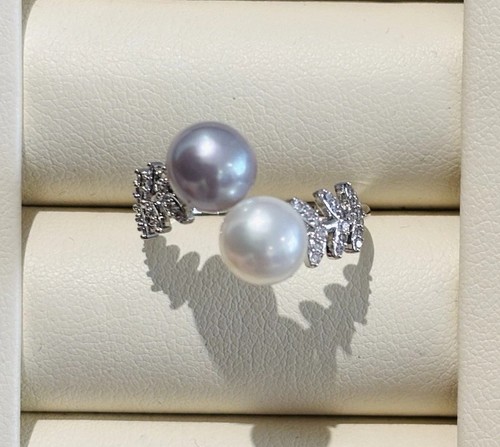 Adjustable open pearl ring two - adjustable,