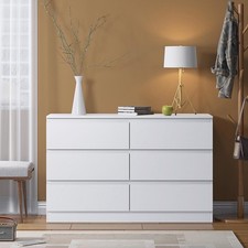 6 Drawer Chest of Drawers Bedroom Furniture Scandinavian Handleless Matt white