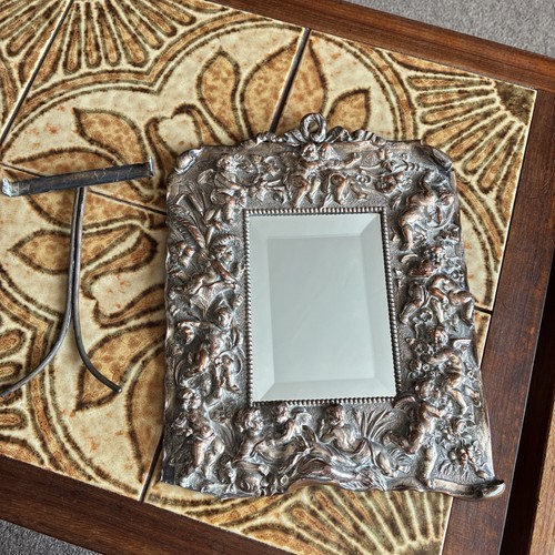 Vintage pewter repousse vanity