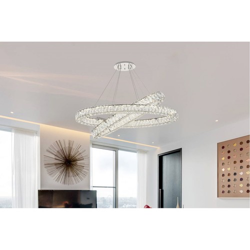 Crystal chandelier oval chrome - crystal,