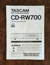 Tascam CD-RW700 Owners Manual