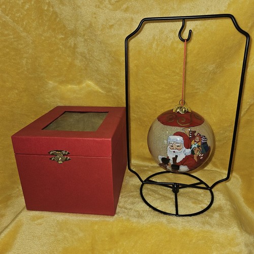 Hand painted glass santa toys - glass,