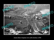 OLD LARGE HISTORIC PHOTO SEATON SLUICE ENGLAND AERIAL VIEW OF HARBOUR c1950 1