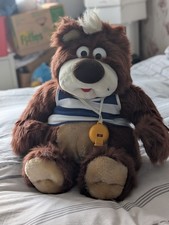 Matchbox Rough N Tumble Bear (1980's) Vintage Brown Bear Plush Toy with Whistle