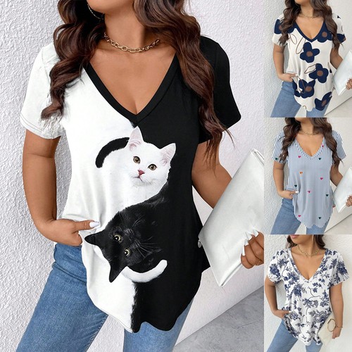 Women neck tops summer - v-neck,