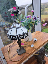 Vintage Art Nouveau / Tiffany Style Small Table Lamp Pat Tested Nice Thing