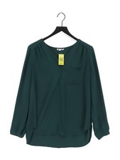 Pleione Women's Top L Green 100% Polyester Long Sleeve V-Neck Basic