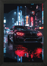 BMW M4 in City Lights Framed