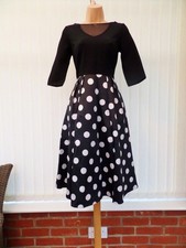 COAST ALICIA BLACK WHITE 50'S POLKA DOT SATIN MIDI DRESS 10 NWOT £179