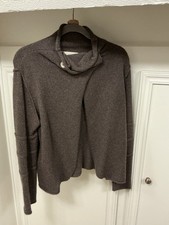 EUC Ronit Zilkha Funnel Neck Pure Cashmere Cardigan. Brown Marl Size L. Uk 14