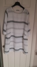 Ladies 100% cotton Italian dress. Med/ Large. Adjustable sleeves.Grey& white.