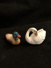 Miniature mallard duck and swan ornaments