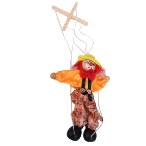 Wooden clown marionette puppet - wooden,