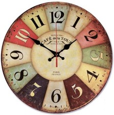 French Clock - Cafe de la Tour 30cm - Silent , Kitchen Wall, Living Room Wall