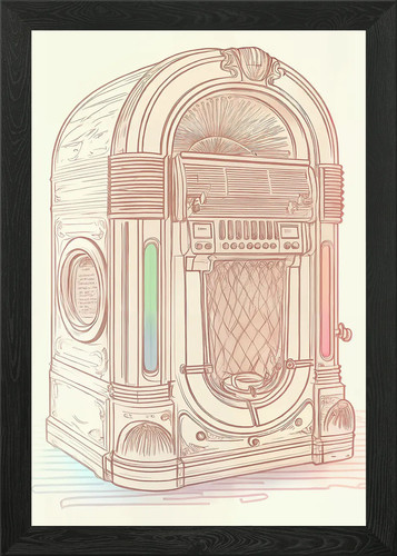 Retro jukebox framed - framed, wall