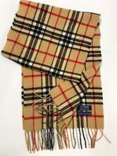 Lochmere EWM 100% cashmere Woven scarf Beige Red Black Nova check Plaid 539