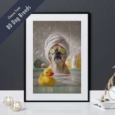 Funny Dog in Bath Print –
