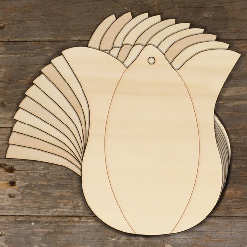 10x wooden tulip head craft - wooden,