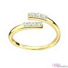 925 Gold Plated Cubic Zirconia Toe Ring Adjustable Sterling Silver Toe Ring