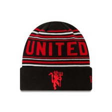 Manchester United Stripe Cuff Beanie Adults - Black