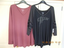 2 USA Torrid V Neck Tops - Dusky Rose BNWOT; Grey & Black Varsity BNWT - Size 3X