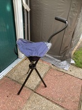 Walking Stick Seat Portable Folding Tripod Stool Elderly Aid Seat 29”-closed 34”