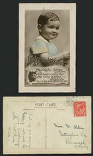 Little Boy Cat Kitten Birthday Wishes 1927 Old Postcard