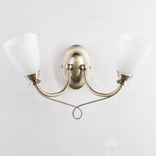 Litecraft Wall Light Classic 2 Arm With White Shades - Antique Brass Clearance  