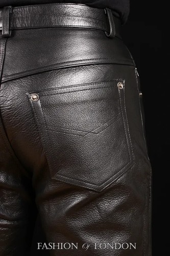 Men leather trouser pants - trouser,