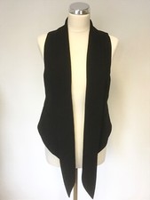 ZARA WOMAN BLACK LONG FRONTED FULLY LINED WAISTCOAT SIZE S