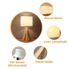 LED Wooden Bedside Lamp Tripod