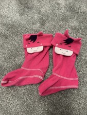 Joules Unicorn Girl’s Welly Socks/ Liners, Size 11-13 Children, Pink, Warm Boots