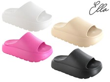 Ella Womens Chunky Slides Pillow Sliders Flatform Comfort Soft Lightweight Shoes
