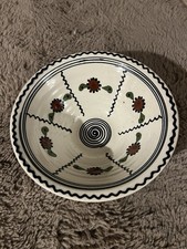 Handmade And Decorated Vintage Romanian Earthenware Bowl Approx. 19cms