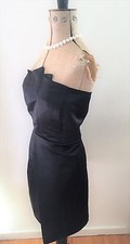 Ladies Black Cocktail Prom Party Ascot  Bandeau Dress Size UK14