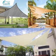 swift Sun Shade Sail 3m x 3m Waterproof Square PES Polyester 98% UV Block