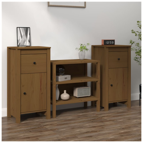 Sideboard 2pcs solid pine - sideboard,